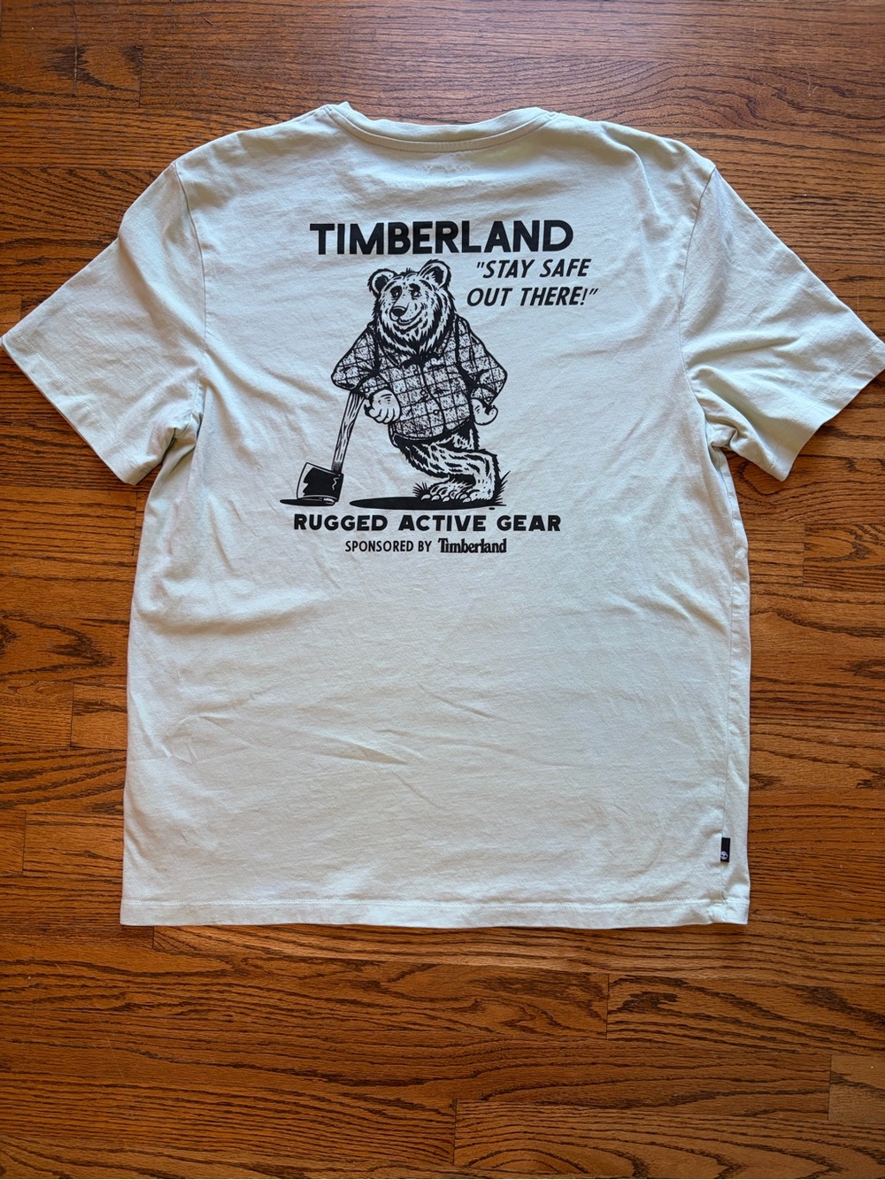 Timberland Men’s “Rugged Active Gear” Stay Safe Out There Tee, Mint, L (New)
